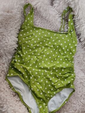 Green Polka Dot One-Piece Tank Swimsuit. Size XL. New